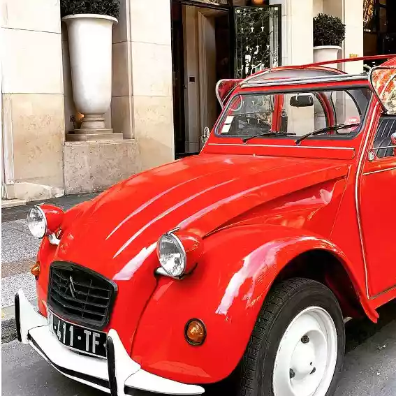 vintage cab paris CDG Orly Disneyland transfer 2CV side